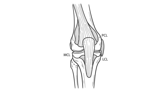 Anatomical Illustration of Human Knee Joint Ligaments
