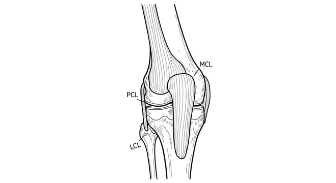 Anatomical Illustration of Human Knee Joint Ligaments