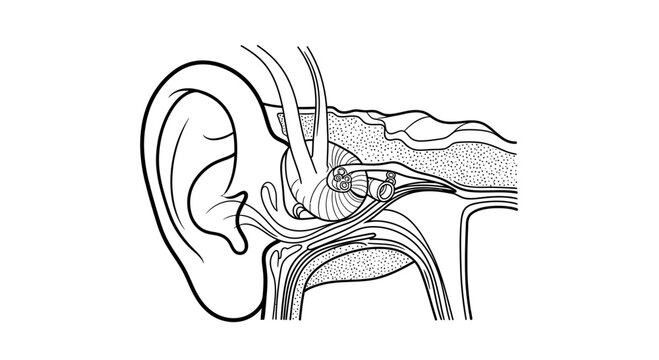 Anatomical Illustration of the Human Ear Structure