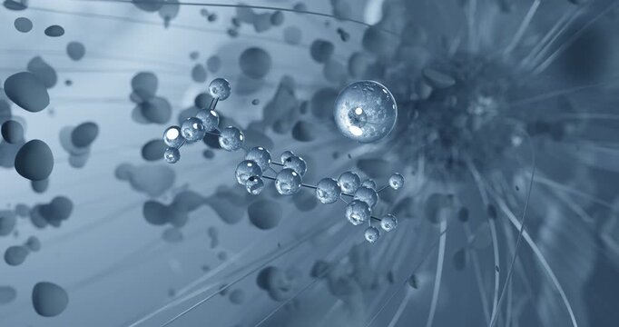 Sodium gluconate rotating molecular structure, 3d ball-and-stick model, looped video chelating agent