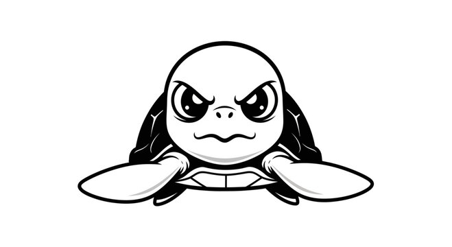 Angry Cartoon Sea Turtle Mascot Vector Illustration
