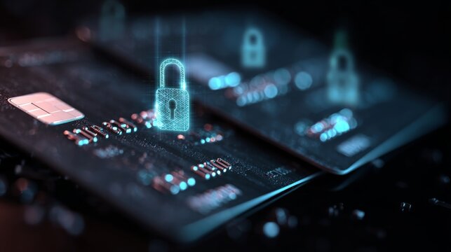 Safe digital payment theme with glowing padlock