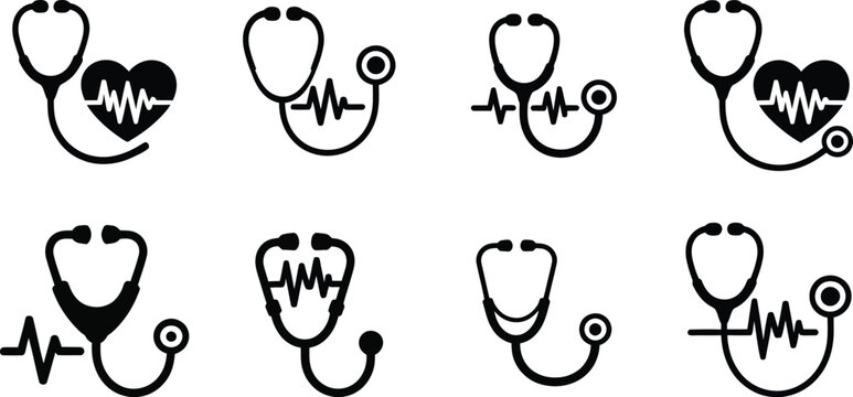 Stethoscope heart ekg ecg app ui art med icon set