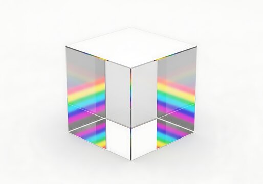 3d white cube with rainbow colors on sides