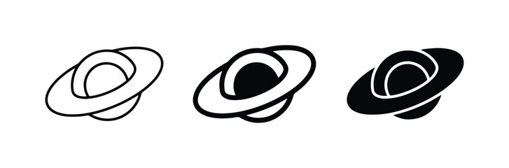 Abstract Saturn Planet Icons, Cosmic Orbit Symbols, Space Exploration Graphics © Taslima