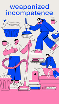 Weaponized Incompetence Vector with Housework Chores and Gender Inequality