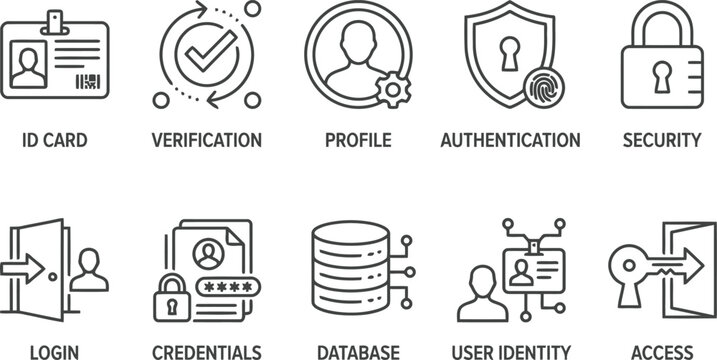 Outline Icon Set: Security, Access, Identity, and Login Concepts