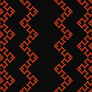 Abstract folk art, geometric patterns, fabric, red and yellow color, printed patterns, art, discontinuous tribal patterns, covers, prints, wallpapers, carpet design, product pattern.