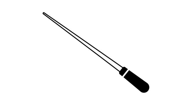A black conductor's baton on a white background.