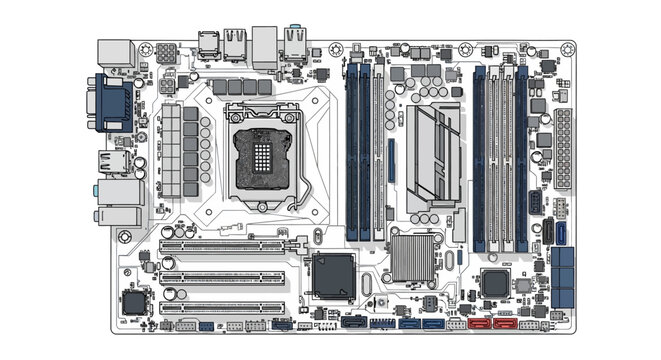 Motherboard circuit diagram illustration