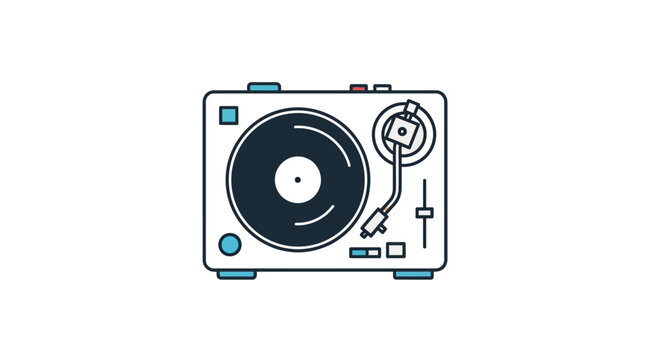 Retro turntable record player for music and DJ entertainment.