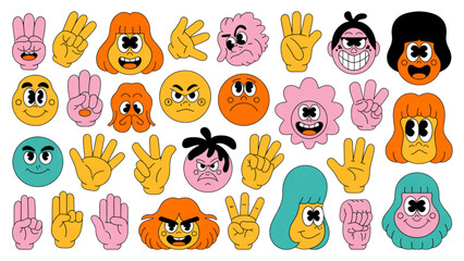 Fototapeta premium Colorful cartoon animal faces with happy and funny expressions in a vibrant grid Vector