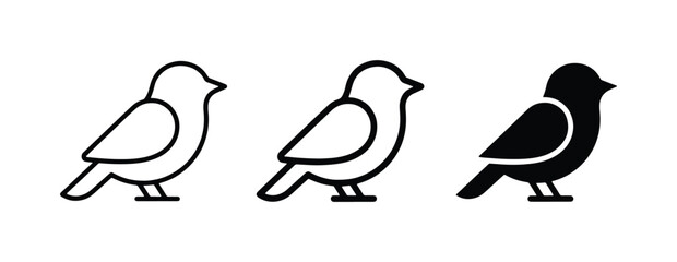 Minimalist Bird Icons, Simple Outline and Silhouette Styles, Vector Graphics for Nature and Wildlife Themes © Mahfuzur