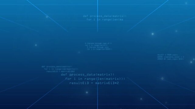 Digital Realm: Abstract data streams flow across a gradient blue background, representing the intricate complexities of the digital age.