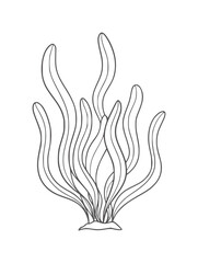 Black and white outline of seaweed plant kelp underwater ocean © Salam