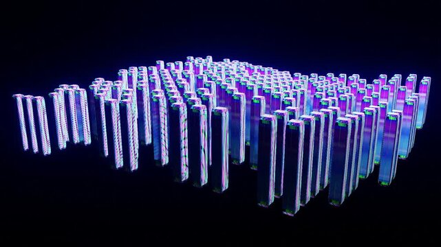 10 seconds shiny pillars seamless wave animation screensaver motion graphics visualizer HD video 