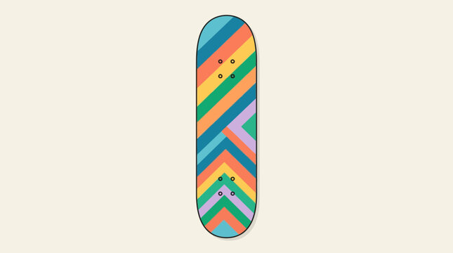Minimalist Vector Illustration of a Colorful Patterned Skateboard