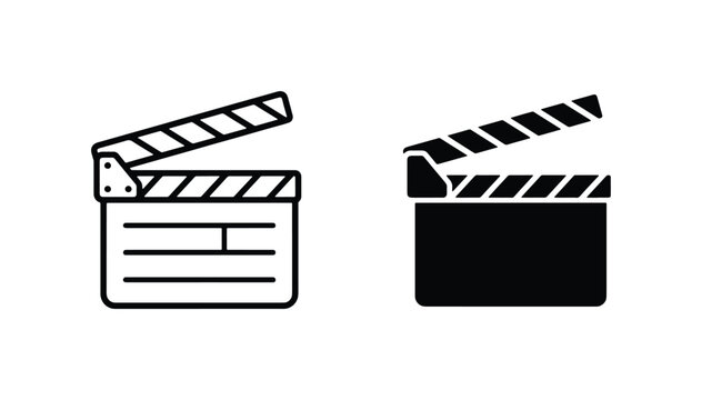 Film Clapperboard Icons: Production Slate Vector Set, Movie Making Symbols, Cinema Industry Graphics