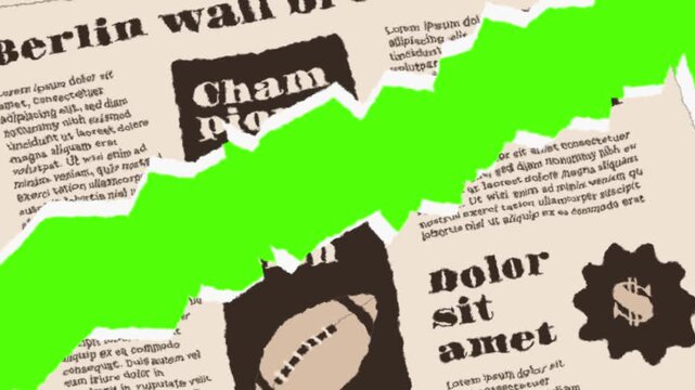 News and growth: An old newspaper overlaid with a vibrant green line chart, symbolizing information and dynamic growth. The image evokes a feeling of economic progress and the latest news