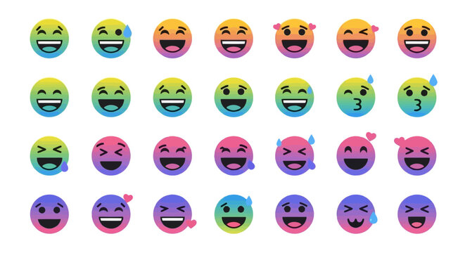Multicolored emoticon faces with various expressions ai dashboard data visualization futuristic interface analytics UI digital technology