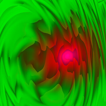 Vortice verde acido e nucleo rosso fucsia luminoso