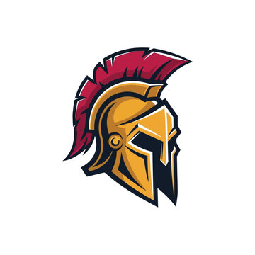 Gladiator helmet with red crest.