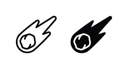 Meteorite Icon Set, Cosmic Space Object Vector, Falling Star Graphic, Celestial Body Illustration © MdArman