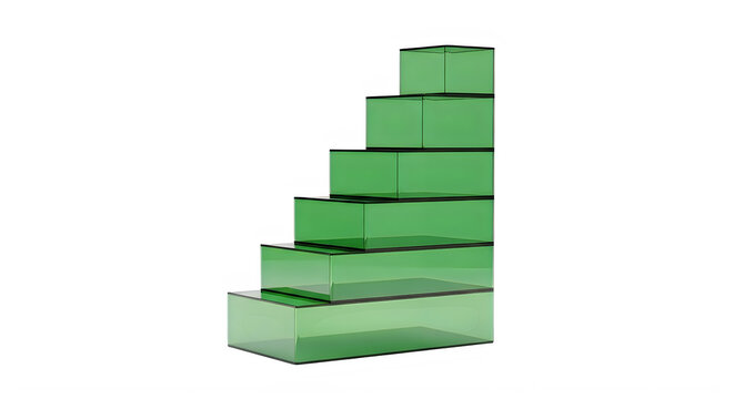 Green ascending bar chart icon illustration