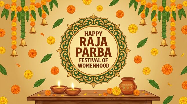 Happy Raja Parba, also known as Mithuna Sankranti, raja sankranti - Odisha Festival