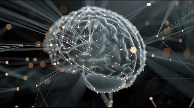 Brain with neural network connections glowing.