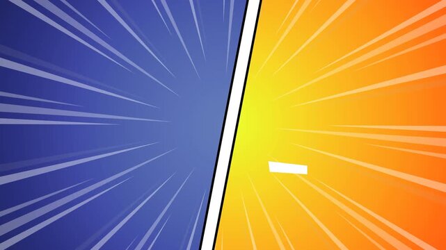 Versus battle template with two panels decorated in vintage comic style background. Retro pop art motion graphic animation