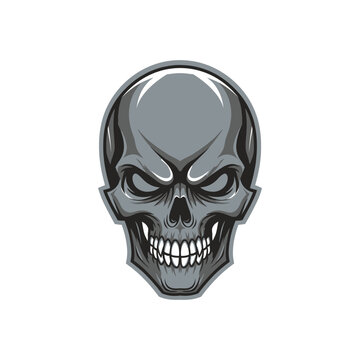 Gray Skull Face with Teeth.