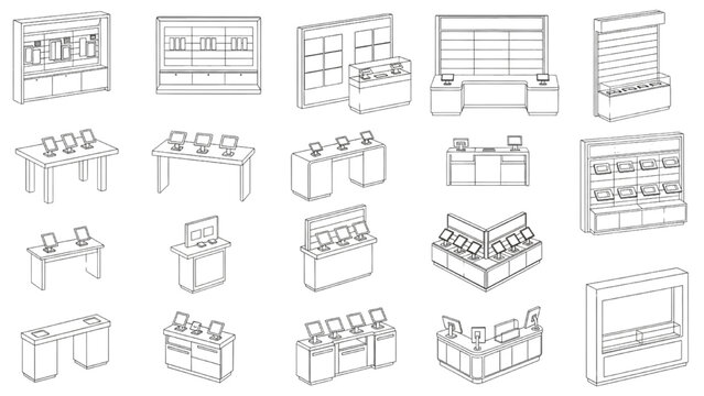Retail Store Display and Supermarket Shelf Fixtures for Commercial Interior Floor Plans