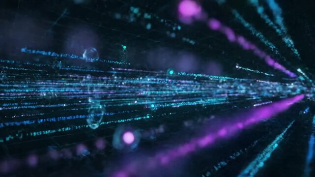 Digital data streams in motion graphics.