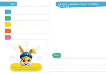 Fototapeta premium Aesthetic Custom Kids Daily Planner Design Habit Tracker Printable Digital Pages