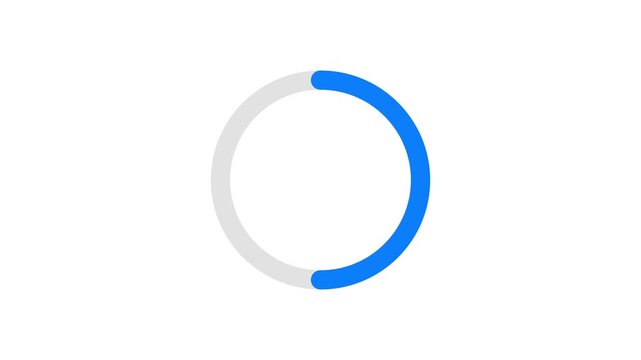 A blue loading animation progresses around a circle on a white background.