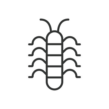 Centipede icon in line design. centipede, insect, pest, bug, arthropod, animal, parasite on white background vector. Centipede editable stroke icon