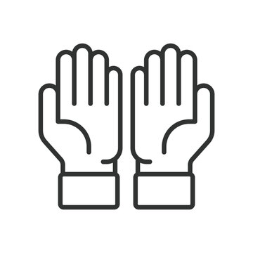 Cleaning gloves icon in line design. gloves, cleaning, hygiene, protection, household, sanitation, service on white background vector. Cleaning gloves editable stroke icon
