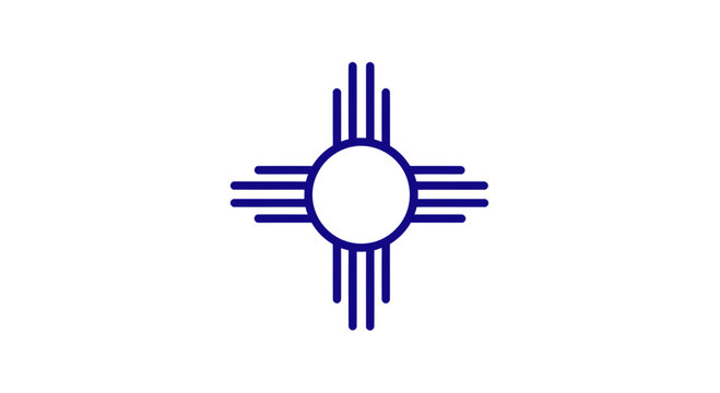 New Mexico Zia Sun Symbol Flag Icon, Native American Symbol, Isolated White Background