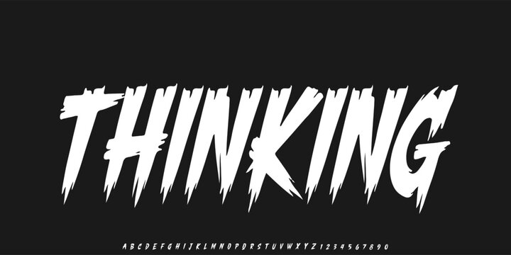 Thinking font  -  handwritten  vector eps10 alphabet .  Alphabets and numbers letters design. 