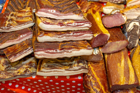 Slab of Cured Pork Belly Bacon Pancetta Italian Meat