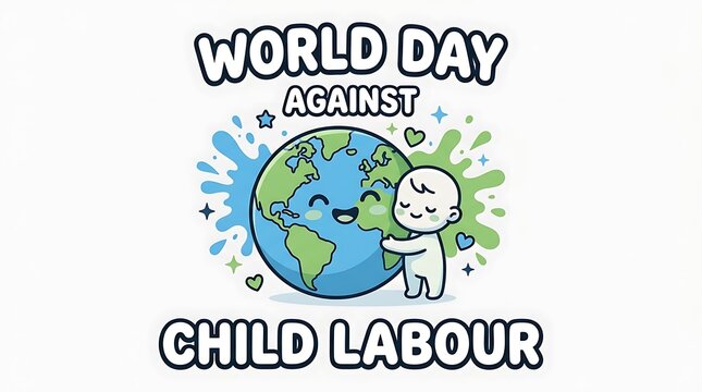 World day against child labour illustration of a child protecting the earth awareness campaign