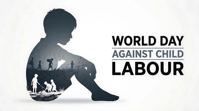 World day against child labour silhouette of child with working children imagery advocacy campaign