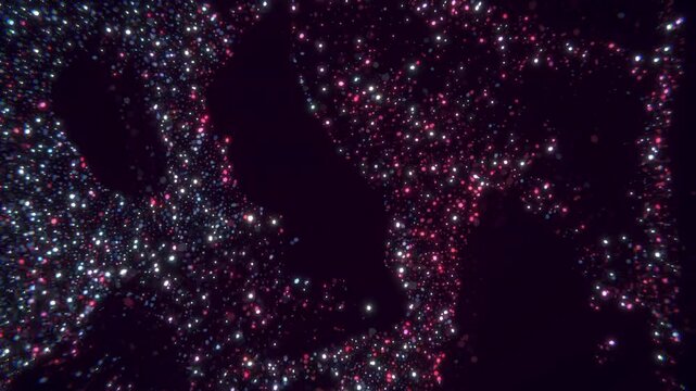 Bunte Glitzer punkte, die in der Luft tanzen und funkeln.