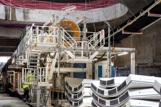 Mayrit tunnel boring machine installed for use in the major engineering project that is the extension of line 11 of the Madrid metro