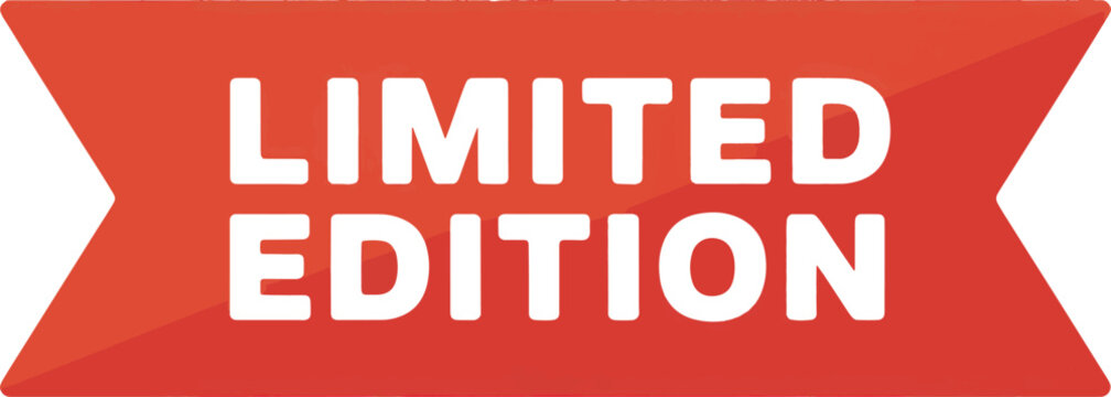 Banner featuring the text limited edition in a clean white font against a sharp red geometric shape, designed to highlight exclusivity and premium status for various commercial product branding uses.