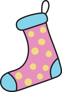 Cute colorful sock illustration. Clothing fashion cartoon design.