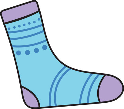 Cute colorful sock illustration. Clothing fashion cartoon design.