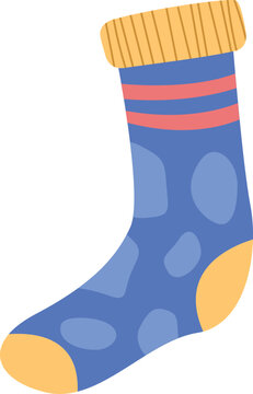 Cute colorful sock illustration. Clothing fashion cartoon design.