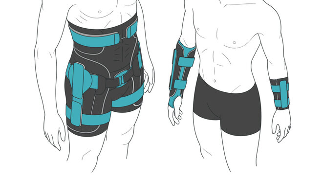 Orthopedic Brace Support for Hip Waist and Arm on Male Figure